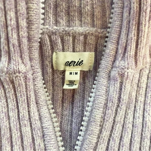 aerie late-night quarter zip sweater in lilac - Picture 6 of 6